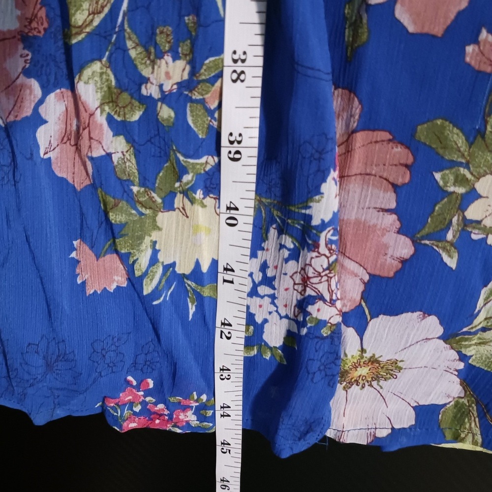 NWT Lulus Sensational Season Blue Floral Tie-Strap‎ Wrap Midi Dress S Sundress - Picture 10 of 10